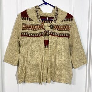 Y2K Free People Wool Hooded Cropped Cardigan Sweater Vintage S